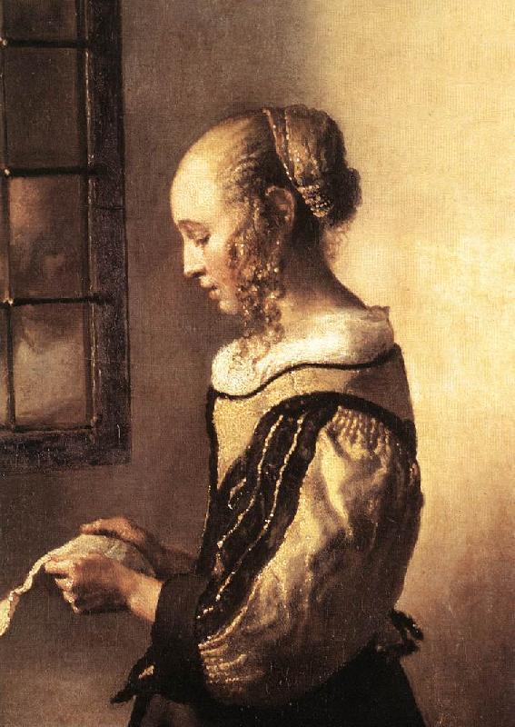 VERMEER VAN DELFT, Jan Girl Reading a Letter at an Open Window (detail) wt China oil painting art